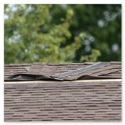 Damaged roof tiles on a villa after a storm in Mauritius