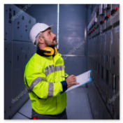 Electrical distribution board being checked for safety devices