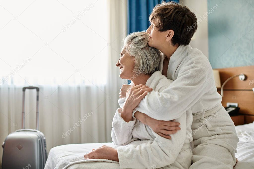 Retired couple in front of a villa in Mauritius